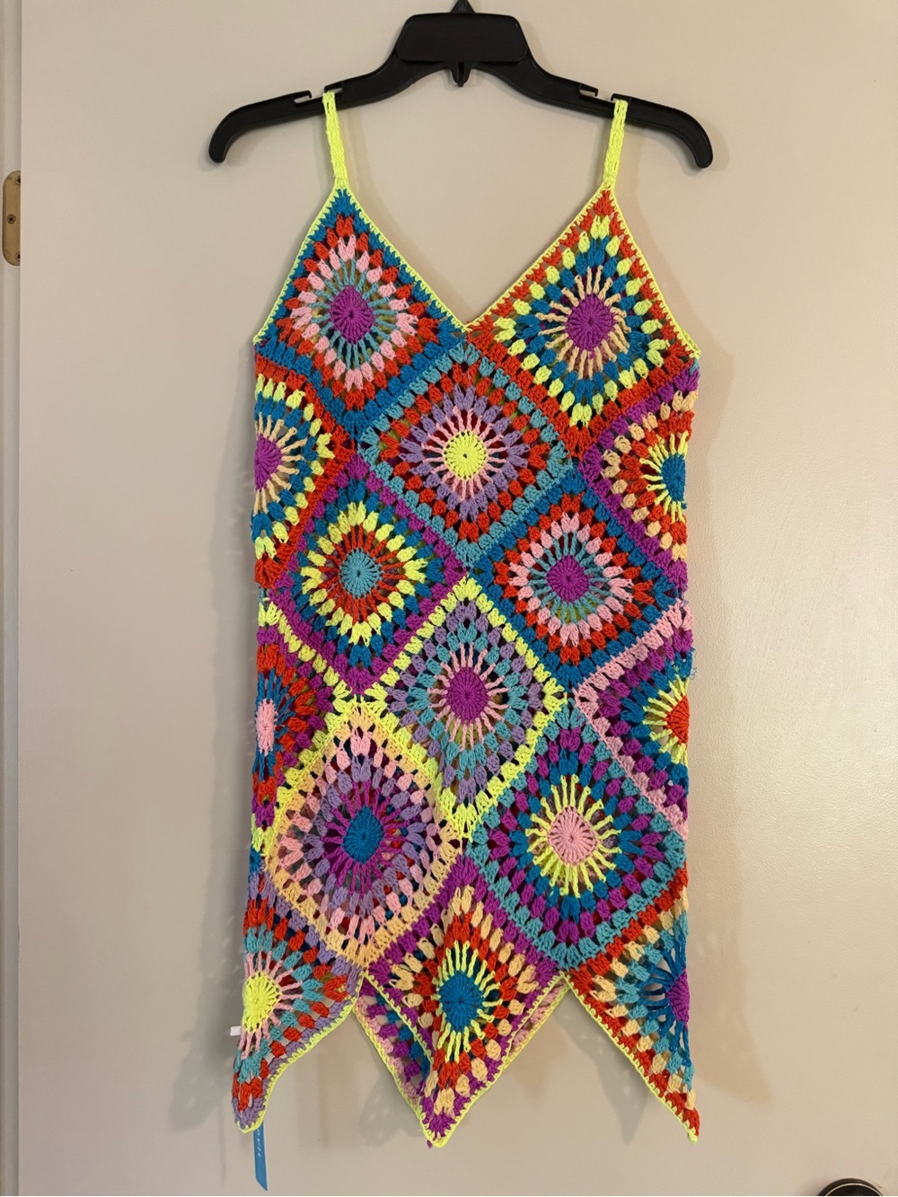 Multicolor Crochet V-Neck Swim Coverup Dress